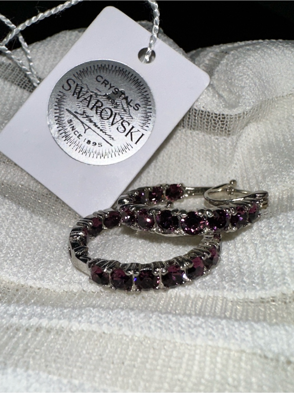 Swarovski Amethyst-Tone Crystal Matrix Hoop Earrings